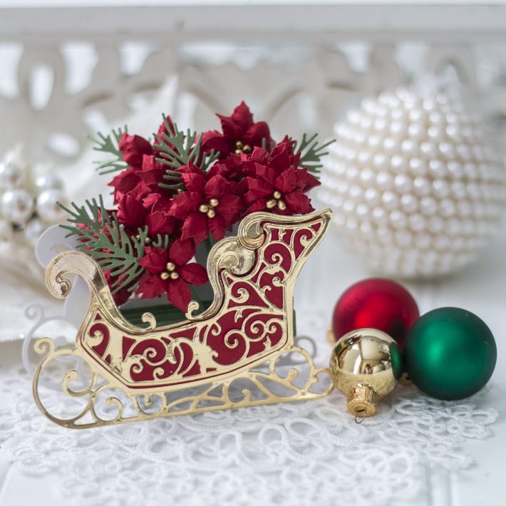 November 2020 Amazing Paper Grace Die of the Month is Here – Pop Up 3D Vignette Poinsettia Sleigh 