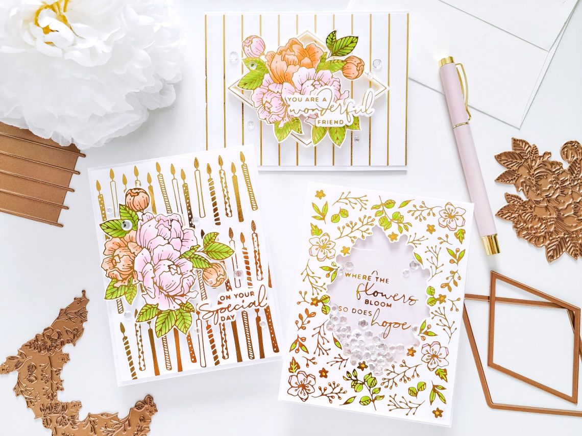 Trio of Birthday Cards with Yana's Blooming Birthday Collection with Yasmin Diaz