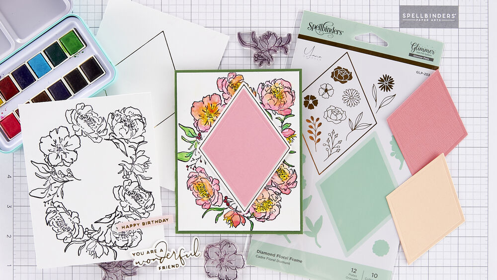Stunning Watercolor Floral Card + Glimmer Accents | Spellbinders Live