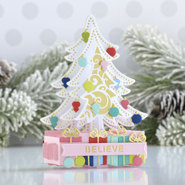 November 2021 Amazing Paper Grace Die of the Month Preview & Tutorials –  Pop Up 3D Vignette Christmas Tree