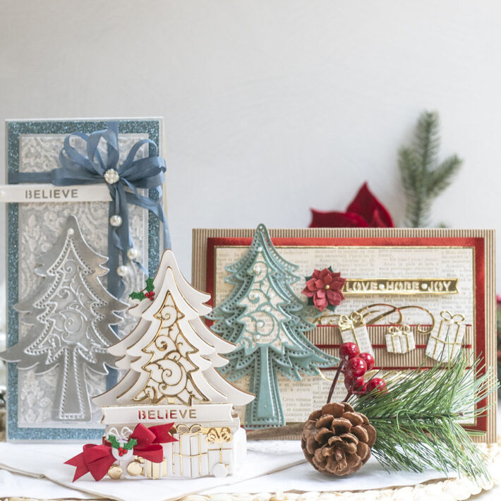November 2021 Amazing Paper Grace Die of the Month Preview & Tutorials –  Pop Up 3D Vignette Christmas Tree